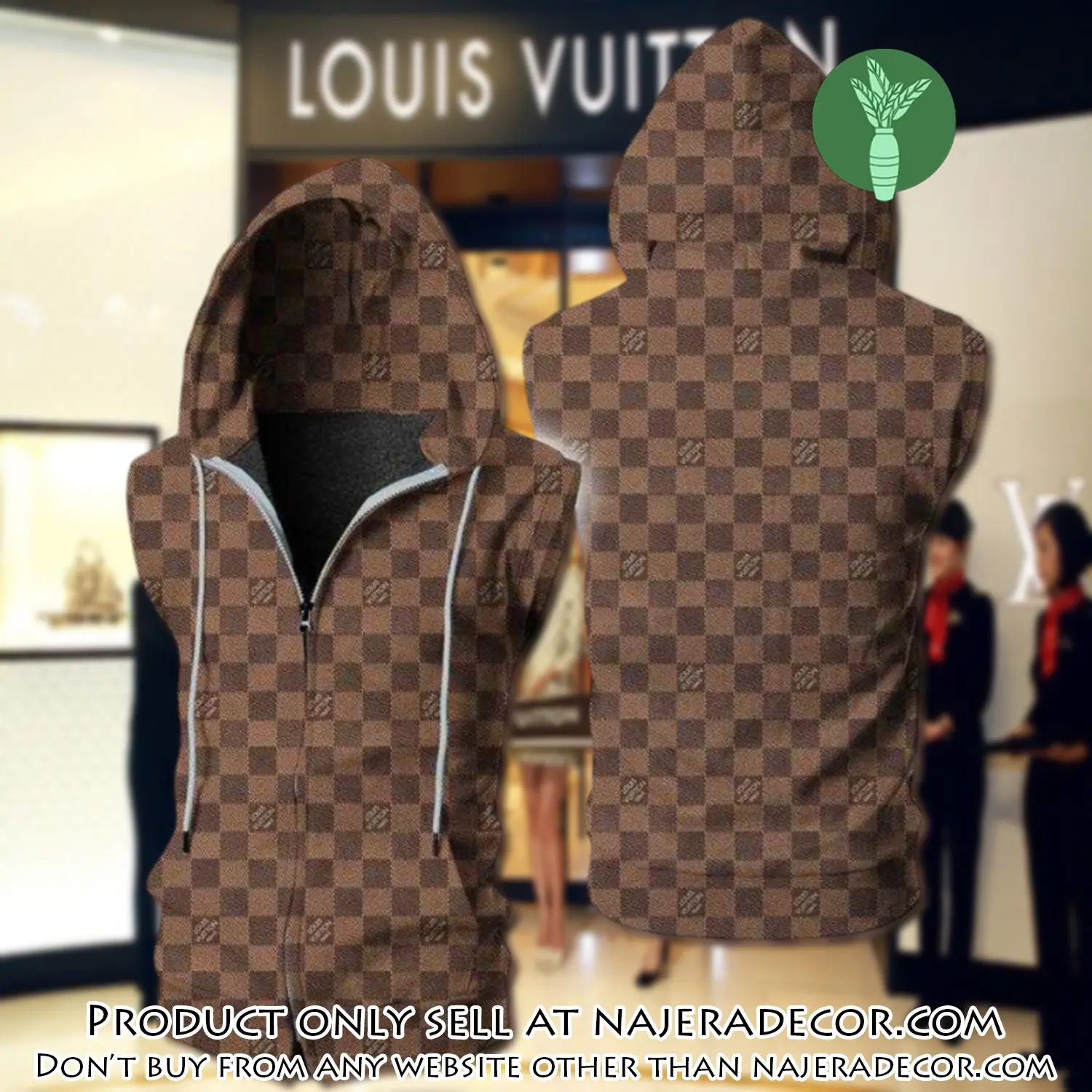 Louis vuitton brown unisex sleeveless zip up hoodie luxury for men women szh012 njr3143740